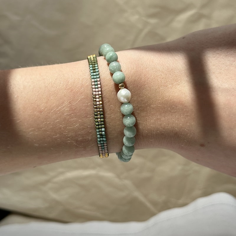 Nuni Florence armbånd i forgyldt sølv med mint jade